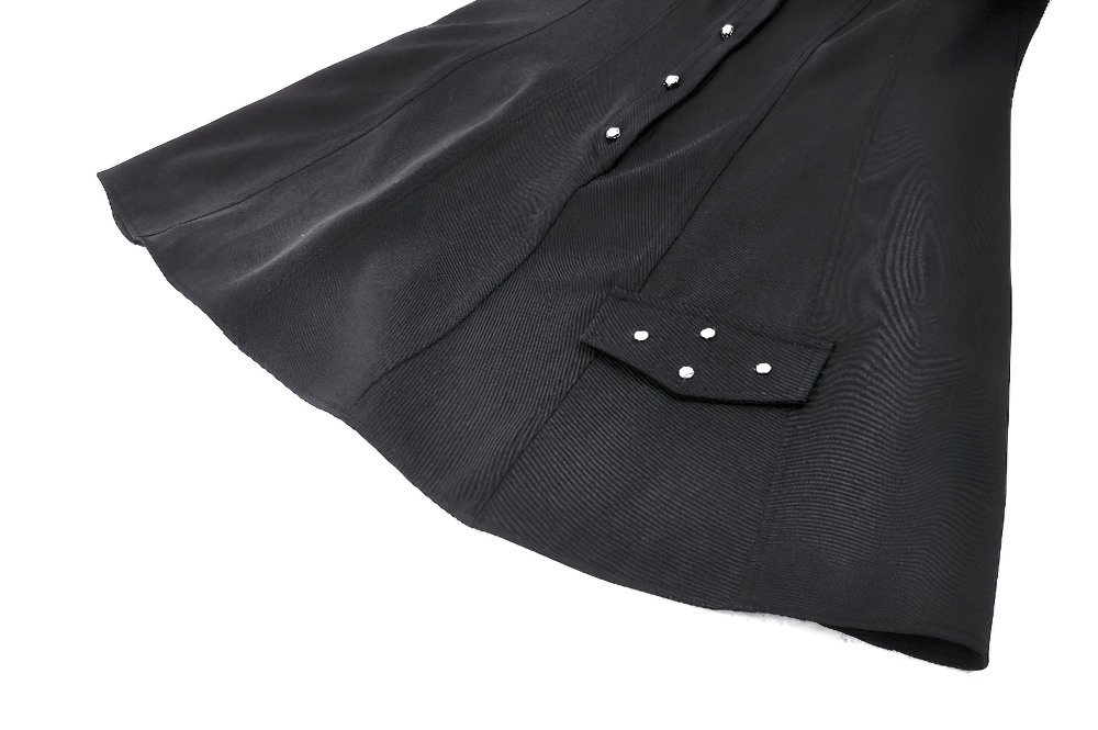 Gothic Black Mini Dress with Metal Studded Details - image 8