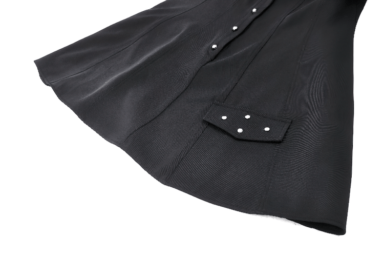 Gothic Black Mini Dress with Metal Studded Details - image 8