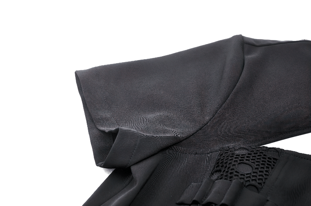 Gothic Black Mini Dress with Metal Studded Details - image 10