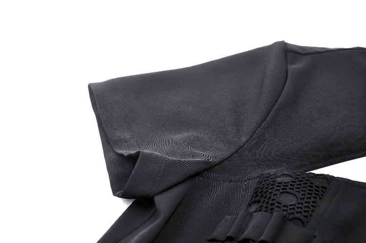 Gothic Black Mini Dress with Metal Studded Details - image 10