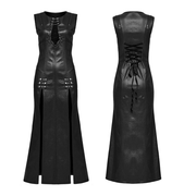 Gothic Black Patent Leather Dress with Double Slits - image 3