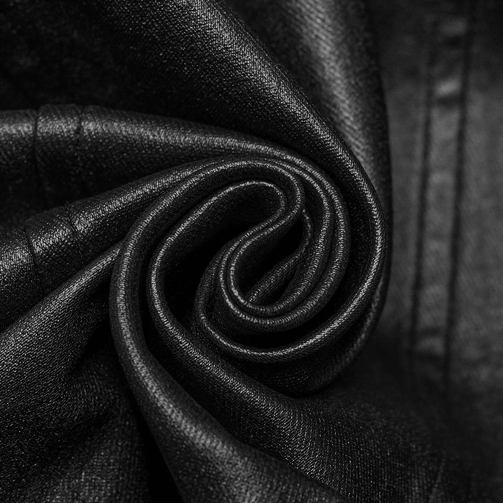 Gothic Black Patent Leather Dress with Double Slits - image 11