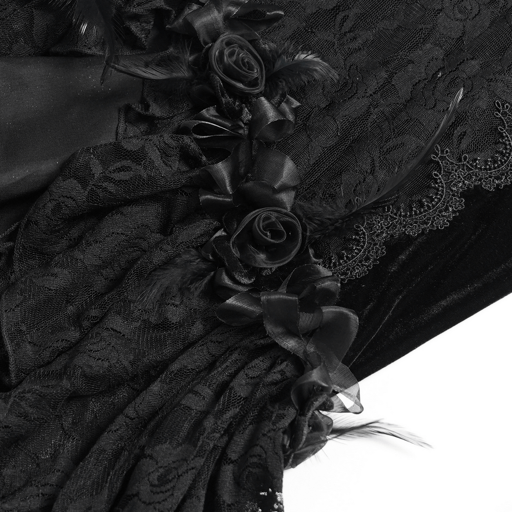 Gothic Black Velvet and Lace High Low Evening Dress - image 10