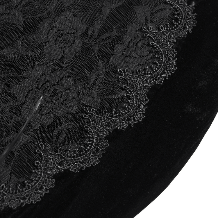Gothic Black Velvet and Lace High Low Evening Dress - image 11