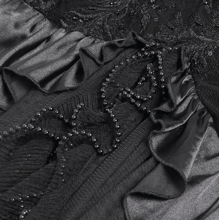 Gothic Black Velvet and Sheer Mesh High-Low Dress - image 12
