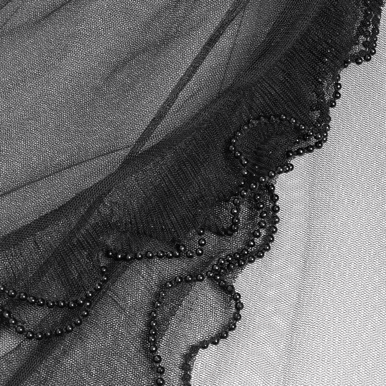 Gothic Black Velvet and Sheer Mesh High-Low Dress - image 9