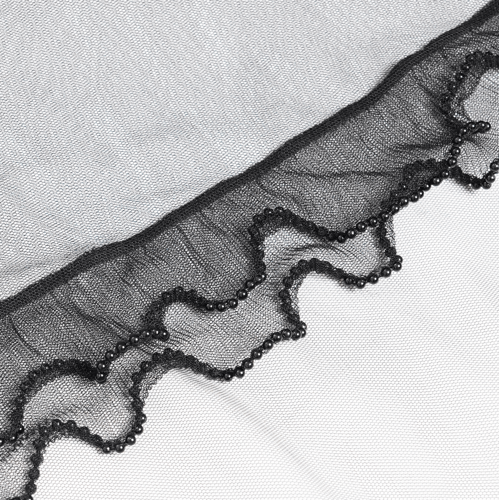 Gothic Black Velvet and Sheer Mesh High-Low Dress - image 7
