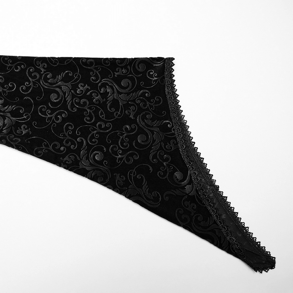 Gothic Black Velvet Long Dress with Embossed Details - image 7