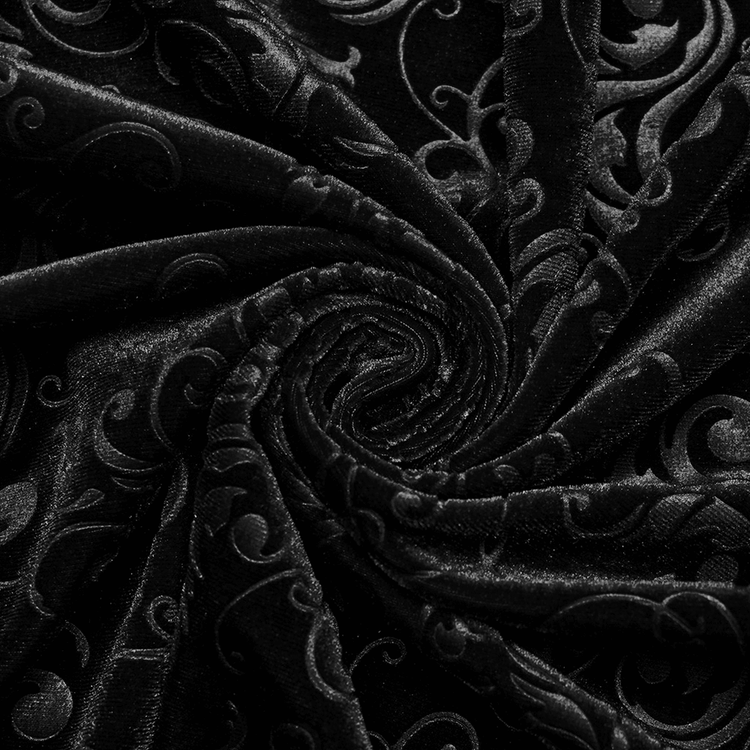 Gothic Black Velvet Long Dress with Embossed Details - image 10
