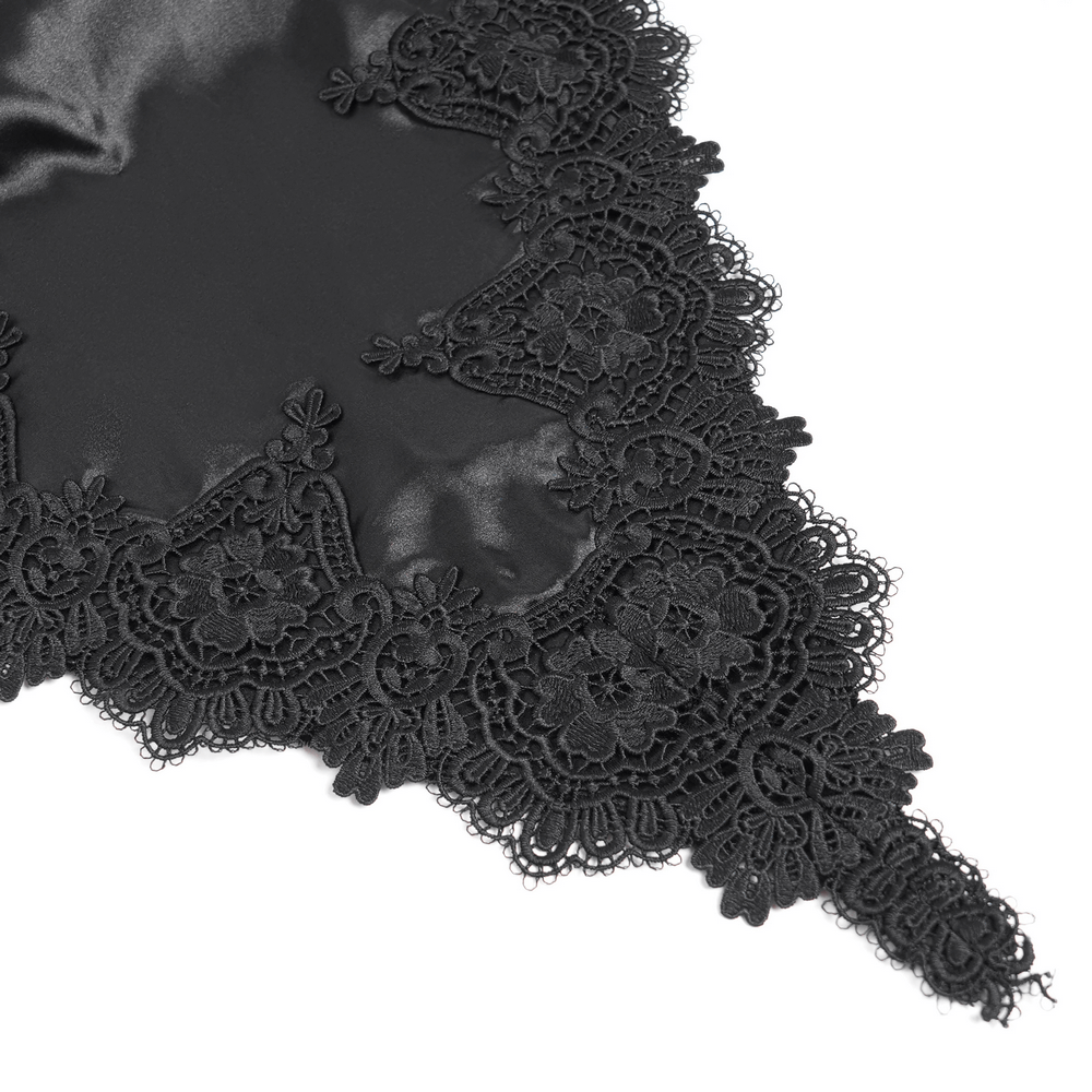 Gothic Black Velvet Long Dress with Lace and Zipper - image 11