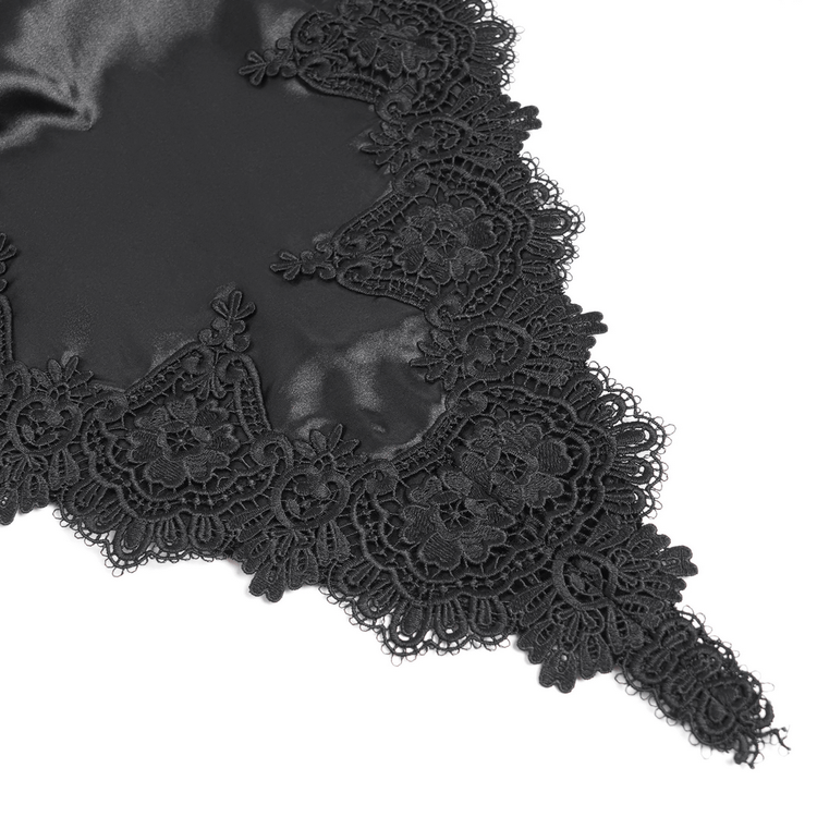 Gothic Black Velvet Long Dress with Lace and Zipper - image 11