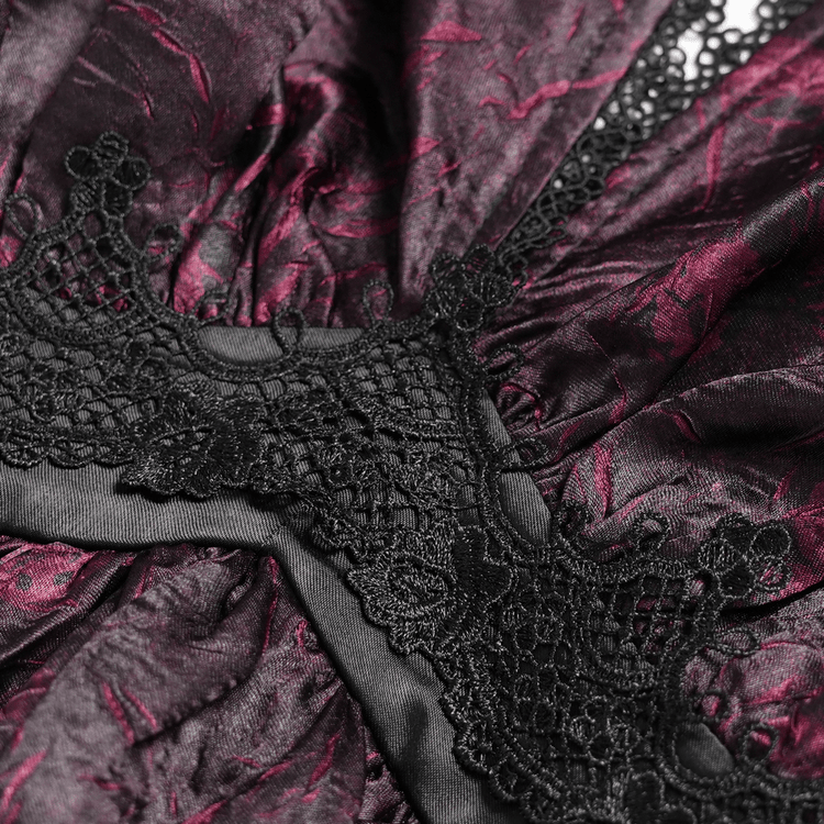 Gothic Burgundy Halter Dress with Lace Layers - image 8