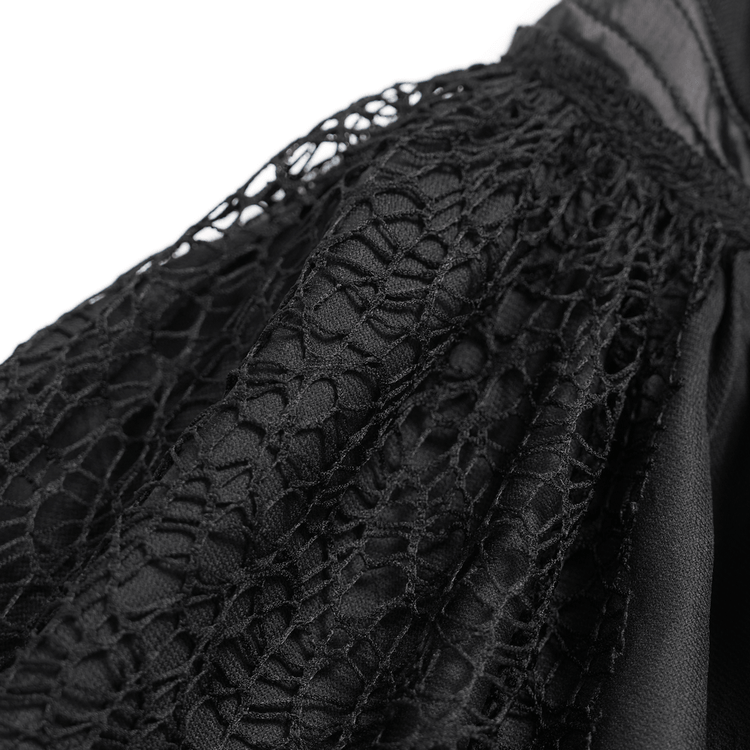 Gothic Burgundy Halter Dress with Lace Layers - image 12