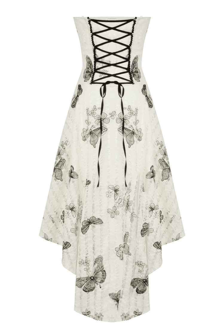 Gothic Butterfly Print Lace-Up Off-Shoulder Dress - image 5