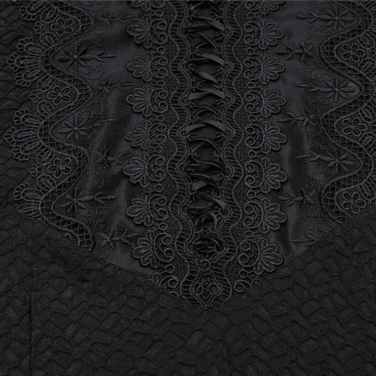 Gothic Cold Shoulder Lace Mesh Maxi Dress with Corset - image 9