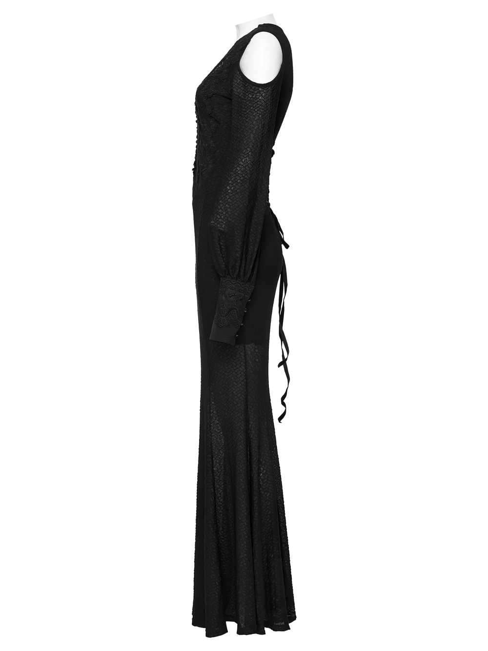 Gothic Cold Shoulder Lace Mesh Maxi Dress with Corset - image 5