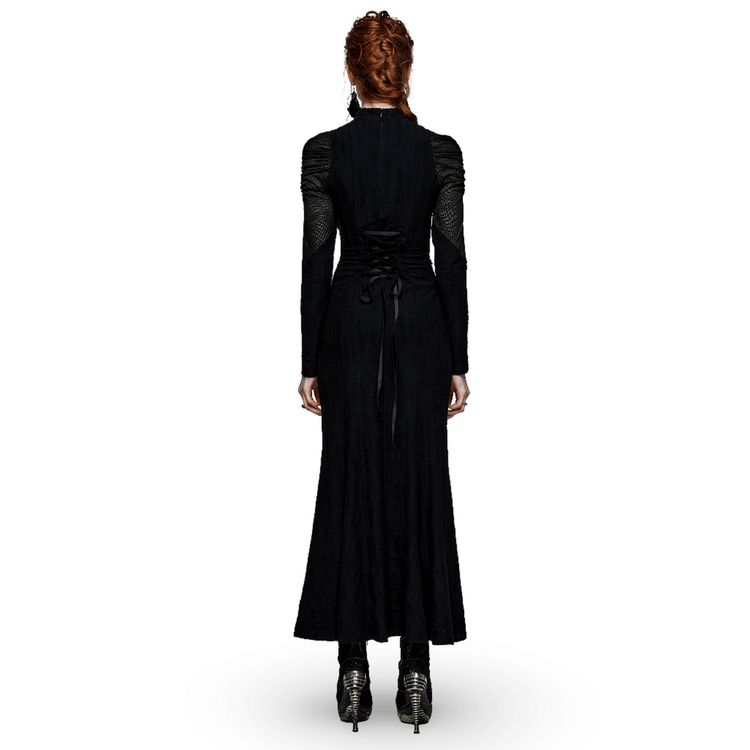 Gothic Decadence Lace-Up Mesh Dress for Women - image 2