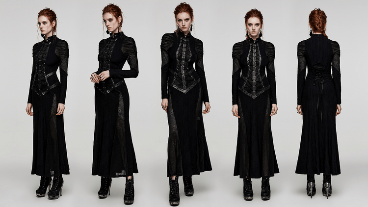 Gothic Decadence Lace-Up Mesh Dress for Women - image 12