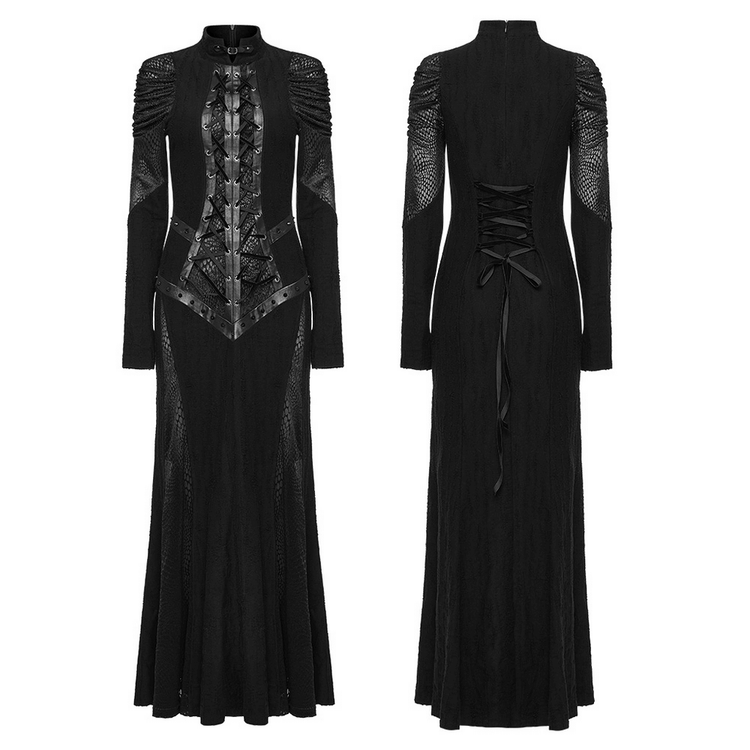 Gothic Decadence Lace-Up Mesh Dress for Women - image 3