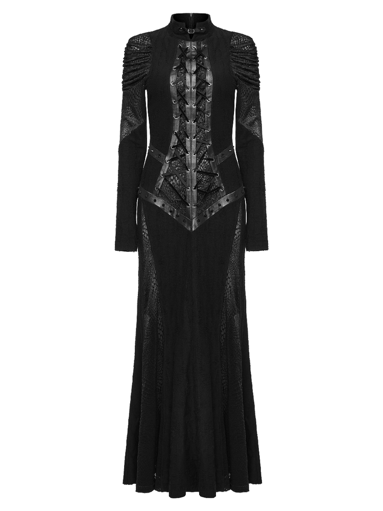 Gothic Decadence Lace-Up Mesh Dress for Women - image 4