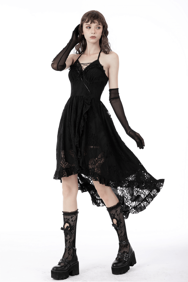 Gothic Dovetail Lace Dress with Ruffle Detailing - image 15