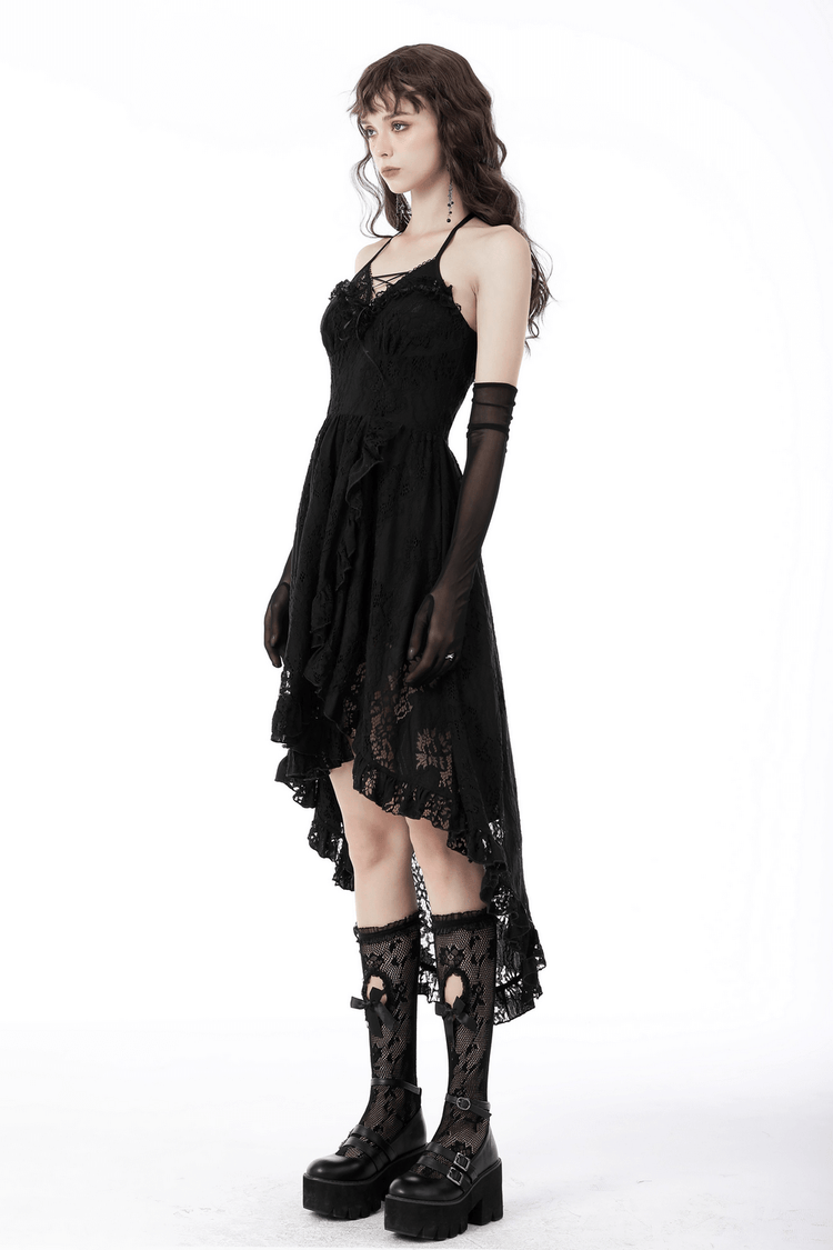 Gothic Dovetail Lace Dress with Ruffle Detailing - image 14