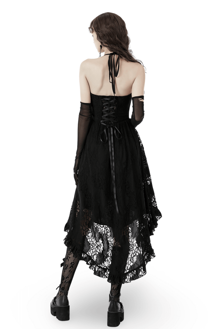 Gothic Dovetail Lace Dress with Ruffle Detailing - image 2