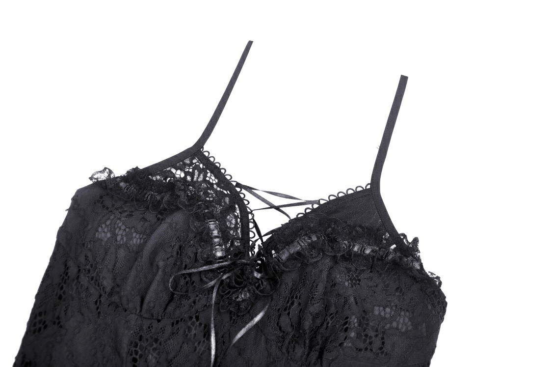 Gothic Dovetail Lace Dress with Ruffle Detailing - image 6
