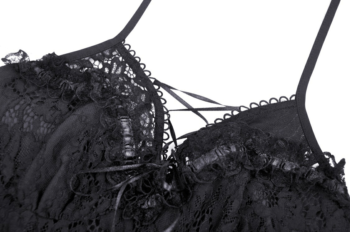 Gothic Dovetail Lace Dress with Ruffle Detailing - image 7