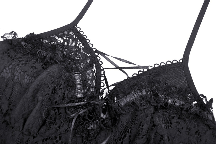 Gothic Dovetail Lace Dress with Ruffle Detailing - image 7