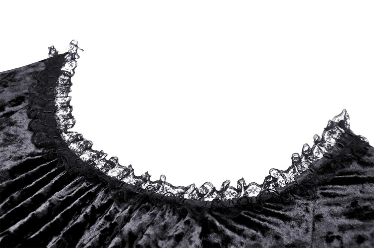 Gothic Dramatic Black Velvet Lace Asymmetrical Dress - image 6