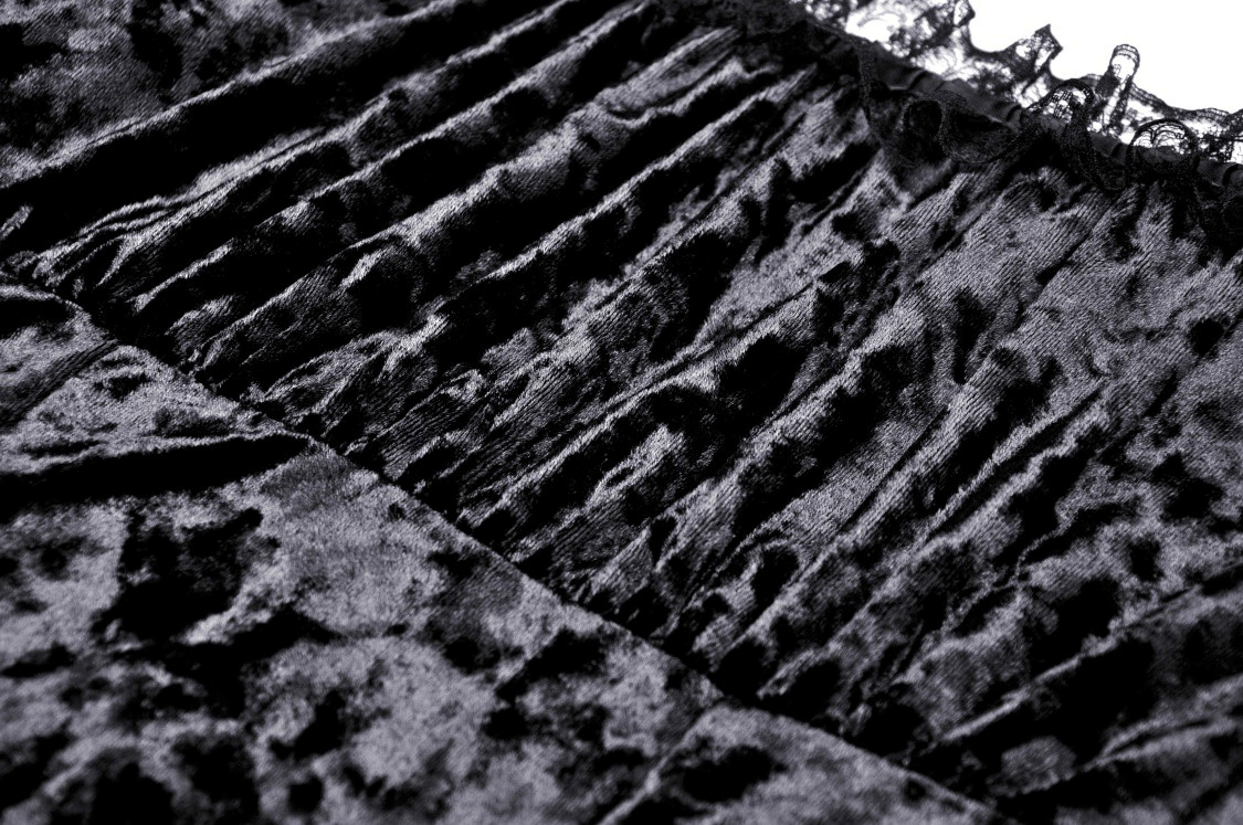 Gothic Dramatic Black Velvet Lace Asymmetrical Dress - image 7