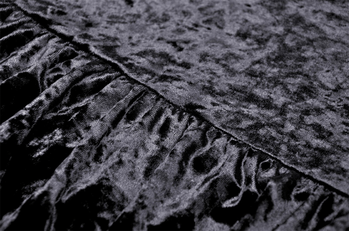 Gothic Dramatic Black Velvet Lace Asymmetrical Dress - image 11
