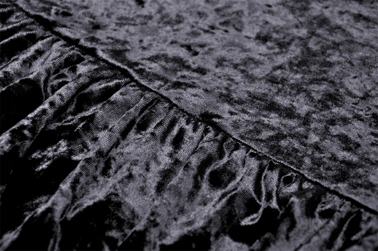 Gothic Dramatic Black Velvet Lace Asymmetrical Dress - image 11