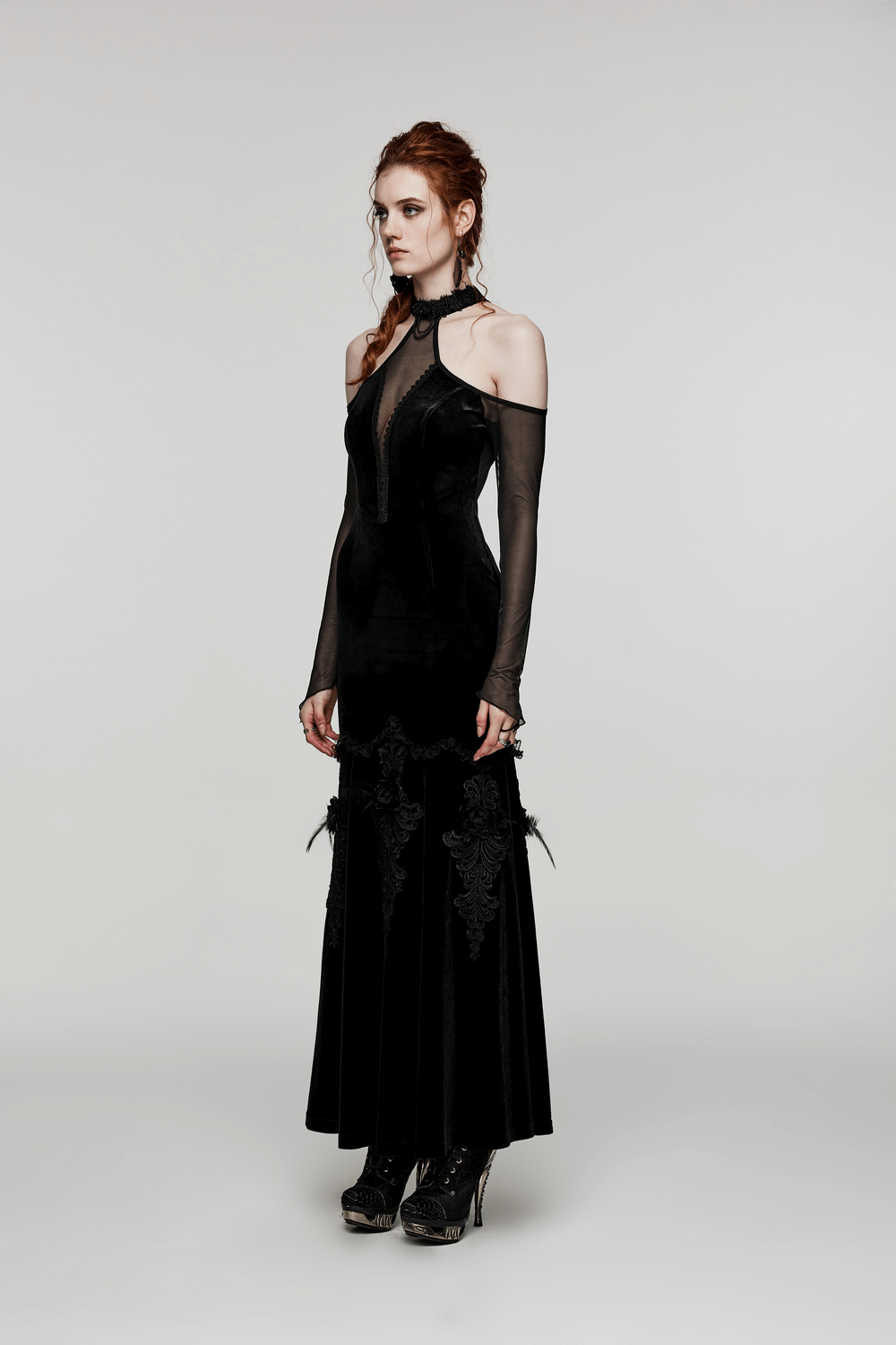 Gothic Elegance Velvet Gown Women's Long Dress - image 12
