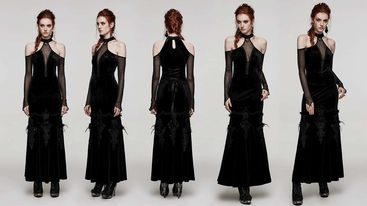Gothic Elegance Velvet Gown Women's Long Dress - image 13