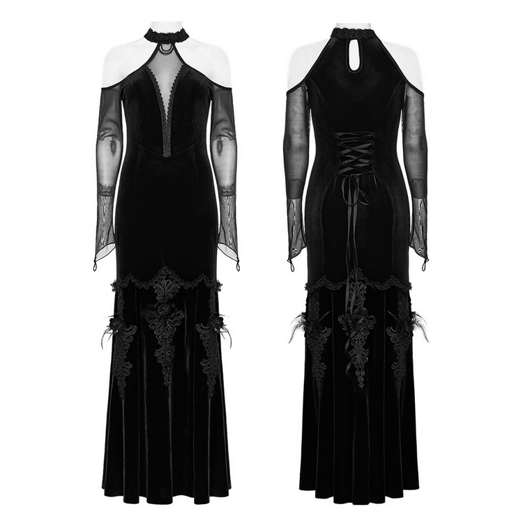 Gothic Elegance Velvet Gown Women's Long Dress - image 3