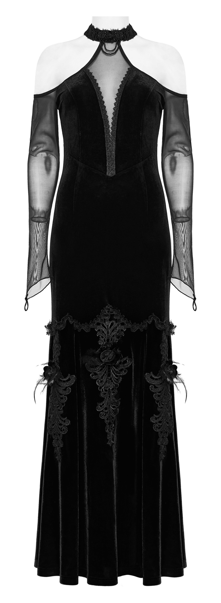 Gothic Elegance Velvet Gown Women's Long Dress - image 4
