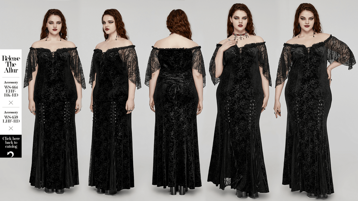 Gothic Elegance Velvet Lace-Up Long Dress in Black - image 13