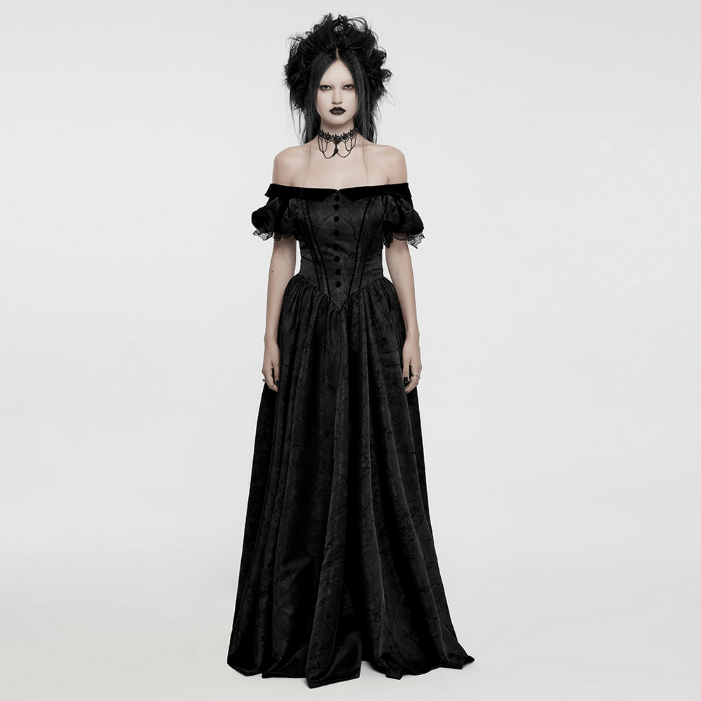 Gothic Elegant Ball Gown Off-Shoulder Jacquard Dress - image 11