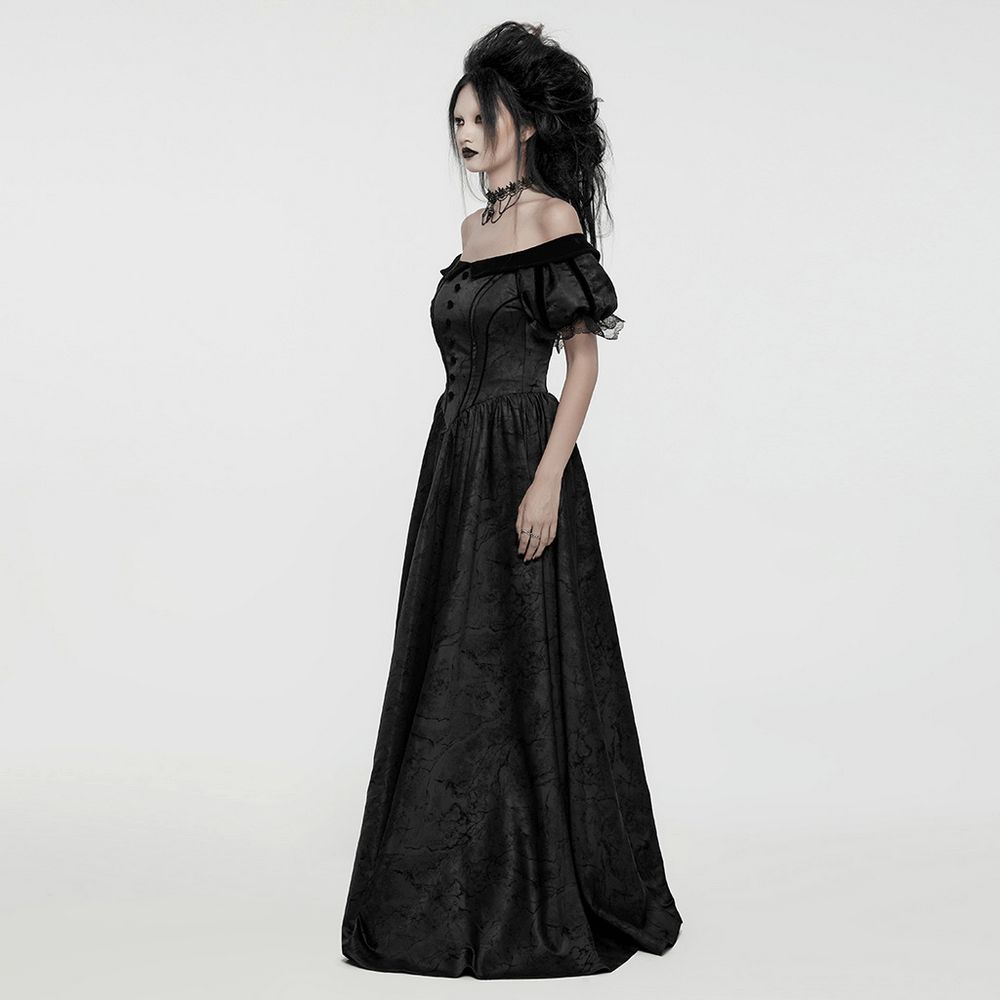 Gothic Elegant Ball Gown Off-Shoulder Jacquard Dress - image 12