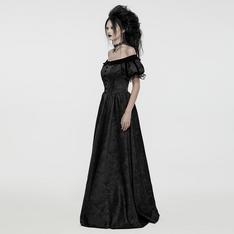 Gothic Elegant Ball Gown Off-Shoulder Jacquard Dress - image 12