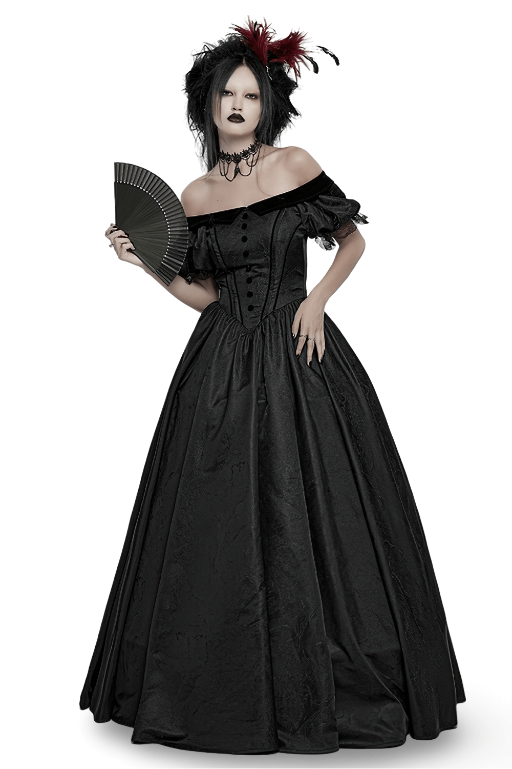 Gothic Elegant Ball Gown Off-Shoulder Jacquard Dress - image 1