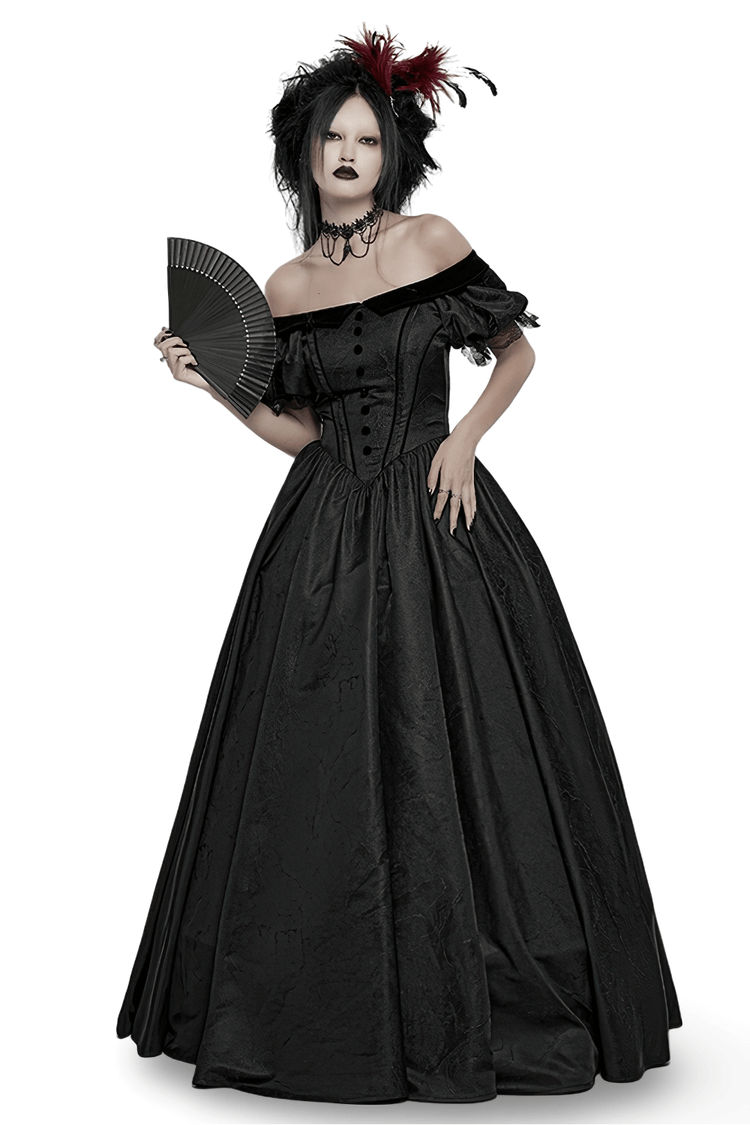 Gothic Elegant Ball Gown Off-Shoulder Jacquard Dress - image 1