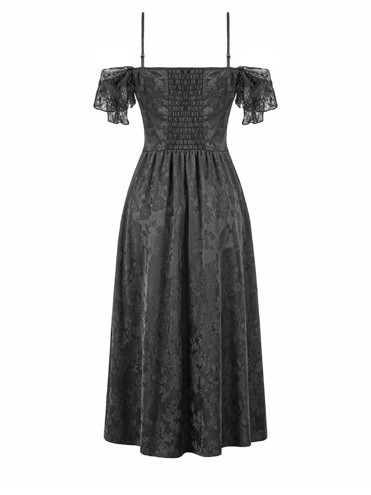 Gothic Floral Maxi Dress with Lace Sleeves and Corset Trim - image 5