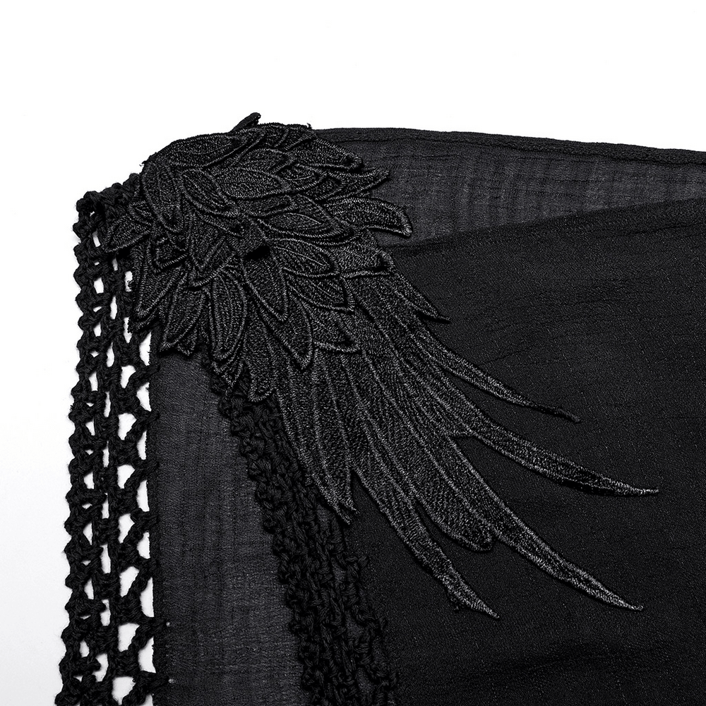 Gothic Fringe V-Neck Dress - Boho Mesh Overlay - image 7
