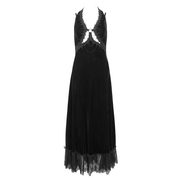 Gothic Gorgeous Velvet Dress with Sexy Neckline and Lace Hem - image 3