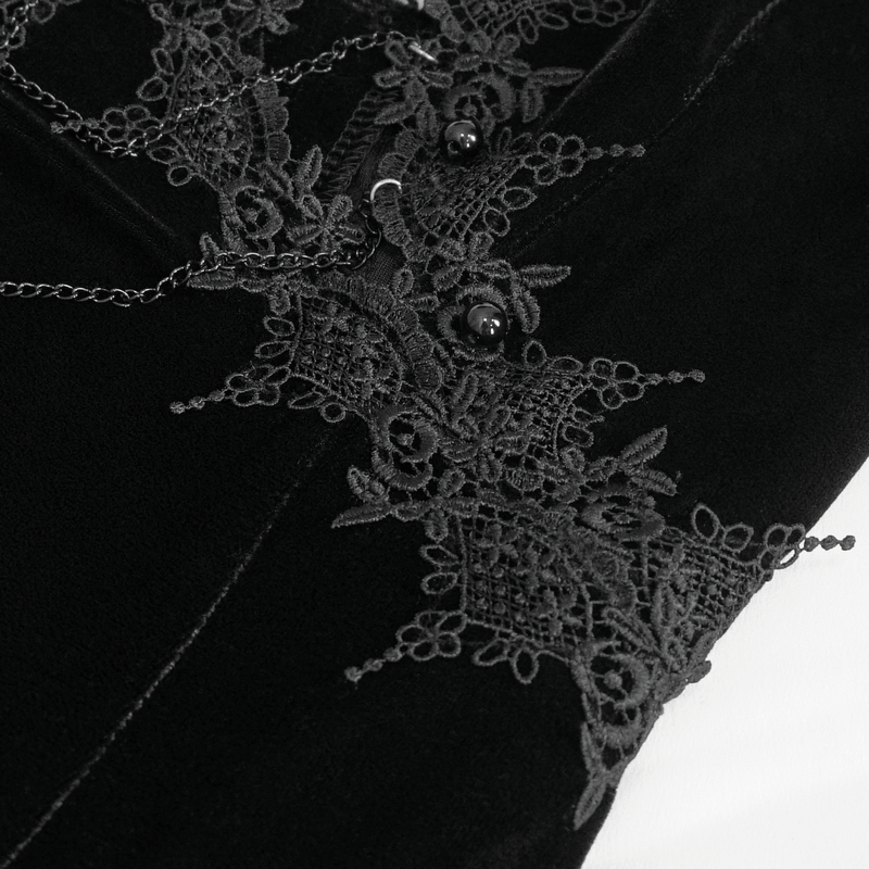 Gothic Gorgeous Velvet Dress with Sexy Neckline and Lace Hem - image 8