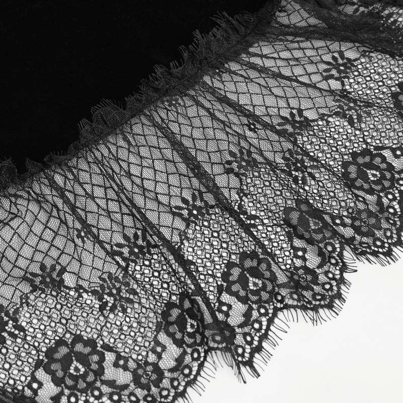 Gothic Gorgeous Velvet Dress with Sexy Neckline and Lace Hem - image 7
