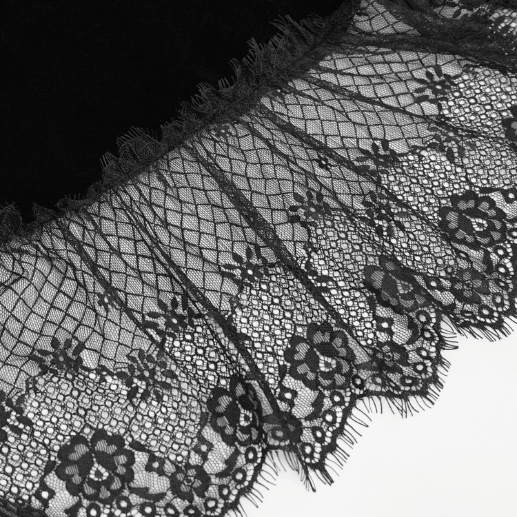 Gothic Gorgeous Velvet Dress with Sexy Neckline and Lace Hem - image 7
